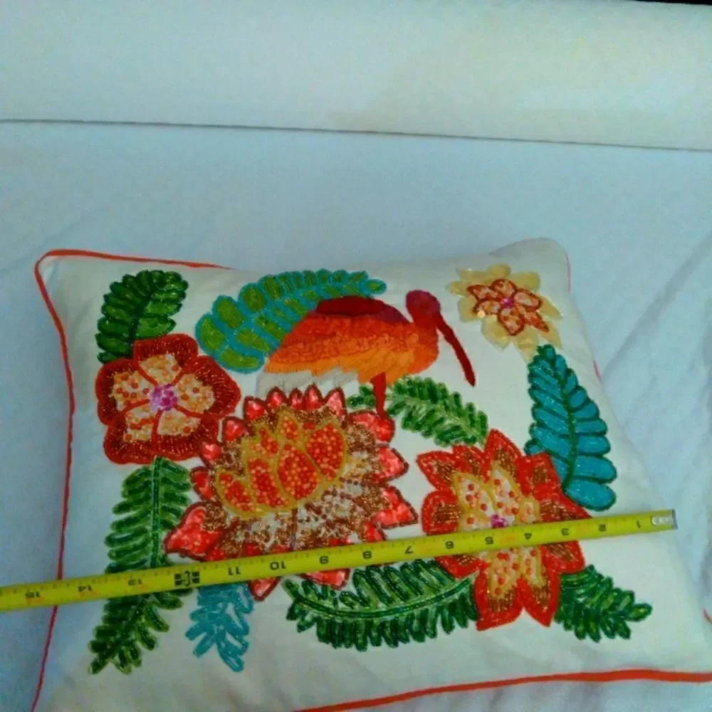 Beautiful Pelican Multicolor Embellished Decorative Throw Pillow